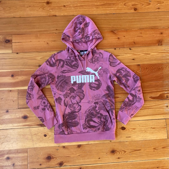 Puma Mauve Floral Hoodie - Picture 1 of 2